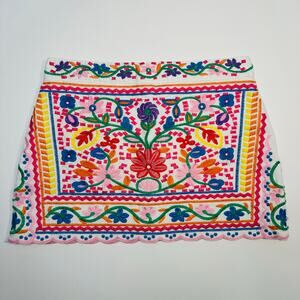 J. Marie Fully Embroidered Cotton Mini Skirt Size Medium